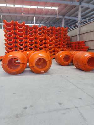 Orange HDPE Pipe Floater with Hot Galvanised Connection and PU Foam Filled for Buoyancy Support